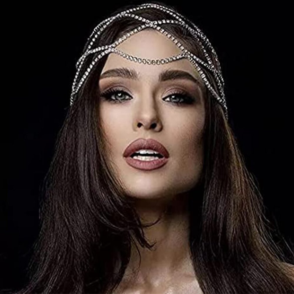 Multi-layer Mesh Bridal Headband Rhinestone Head Chain Hair Accessories - Picture 2 of 10